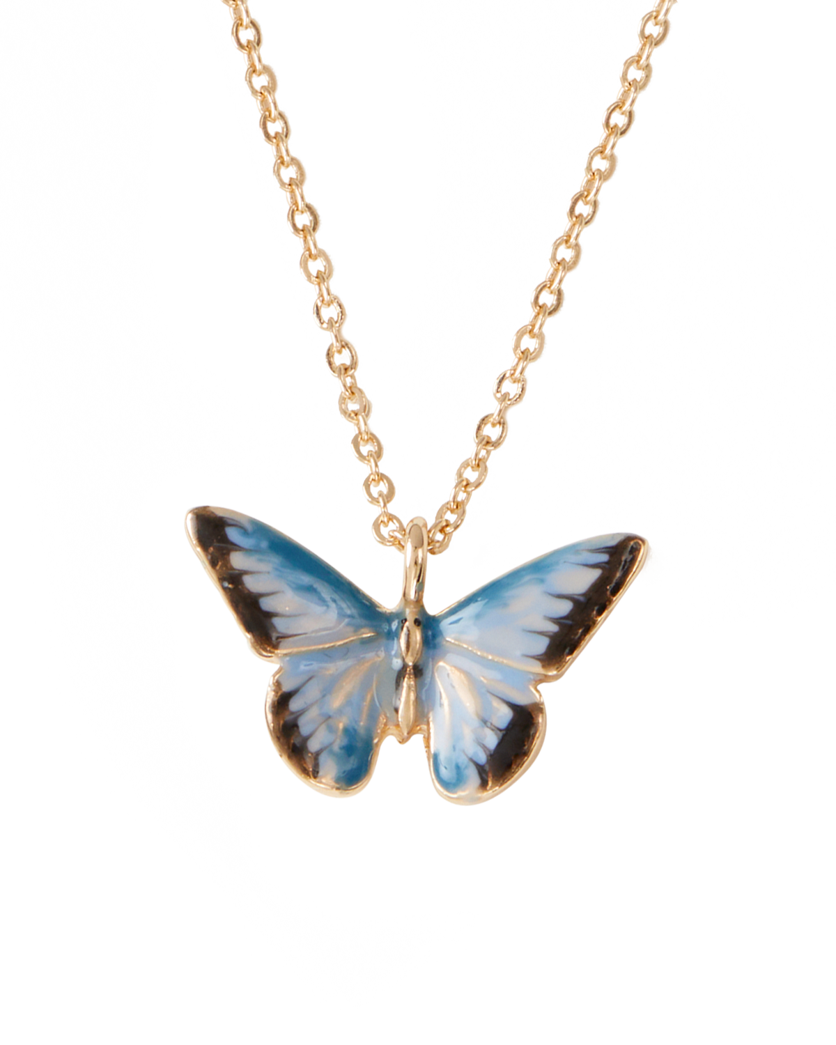 fable-england-enamel-blue-butterfly-halskette-kurz-blau image 1