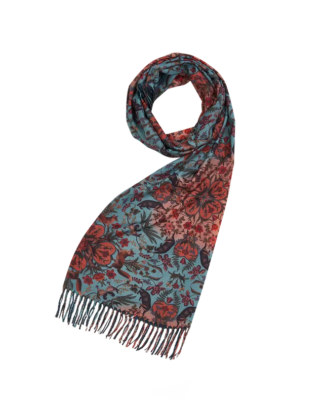 fable-england-folksy-fox-schal-teal-mit-quasten image 1