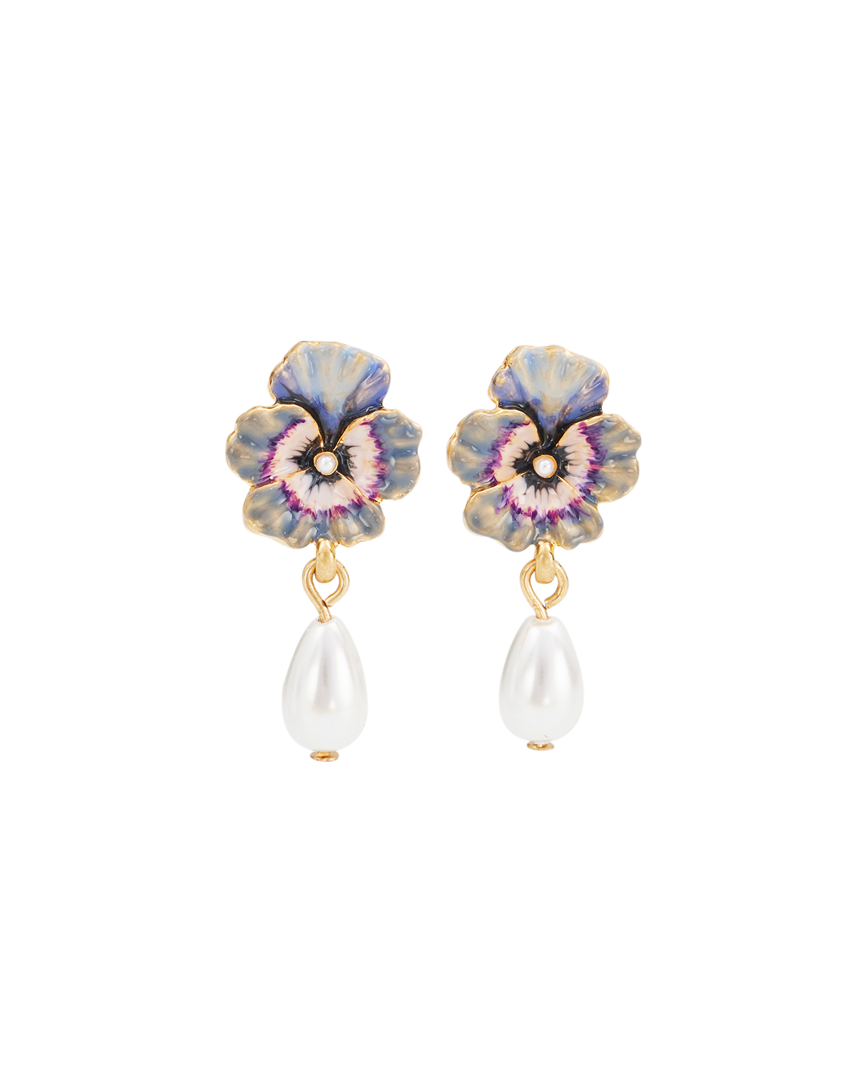 fable-england-pansy-ohrstecker-gold-perle-tropfen-violett image 1
