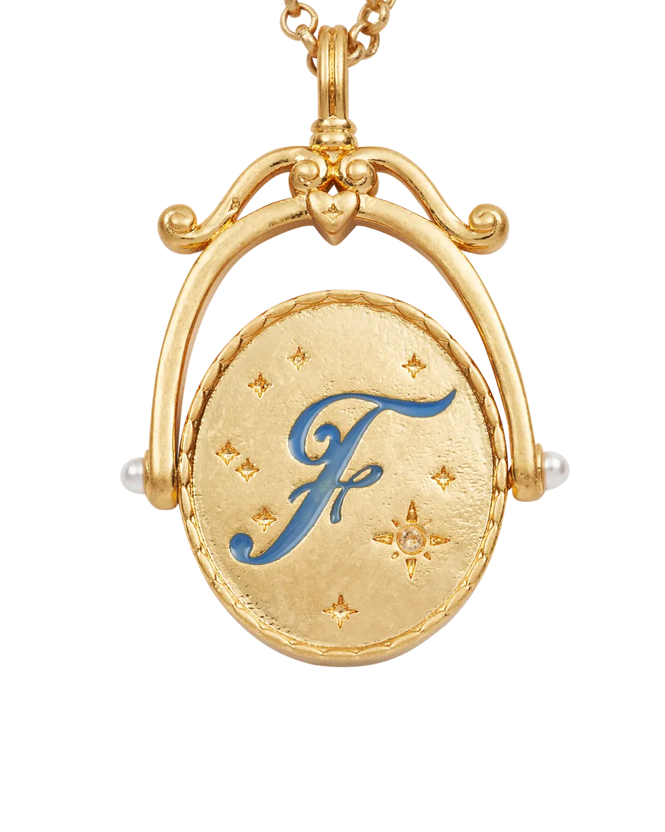 fable-england-jewellery-f-initial-forget-me-not-spinner-halskette-gold image 1