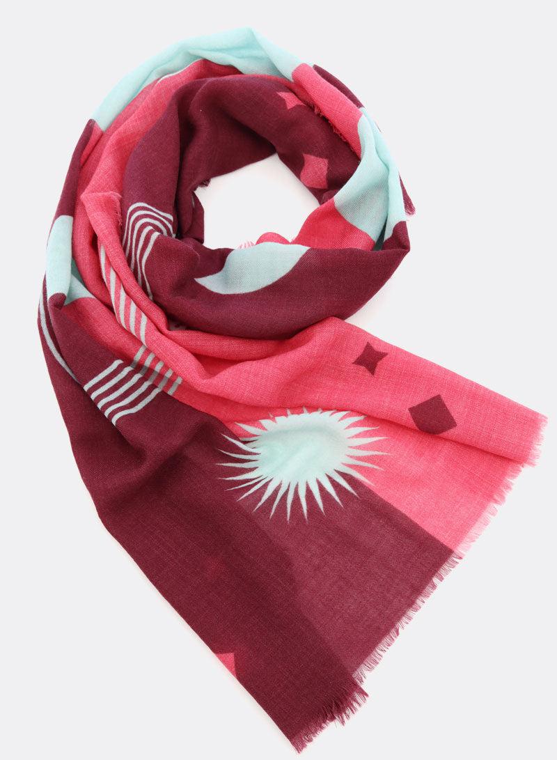djian-moon-wollschal-rosa-rot-grafisch-70-x-180-cm image 2