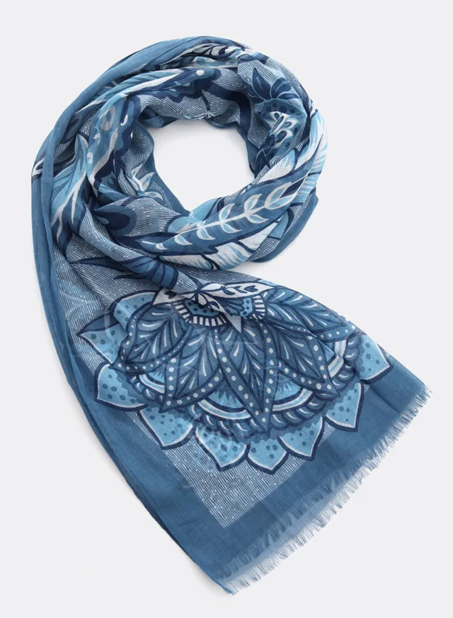 djian-dala-schal-baumwolle-blau-floral-kba-vegan image 1