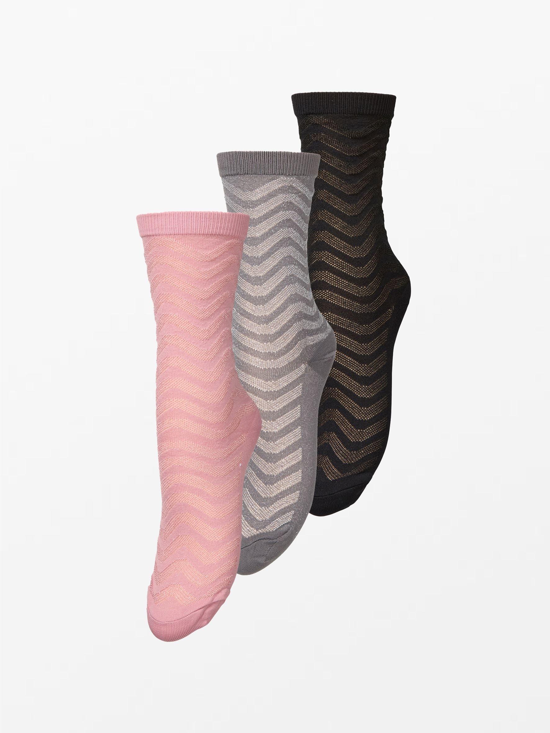 becks-ndergaard-mina-glitter-socke-3er-schwarz-grau-pink image 1