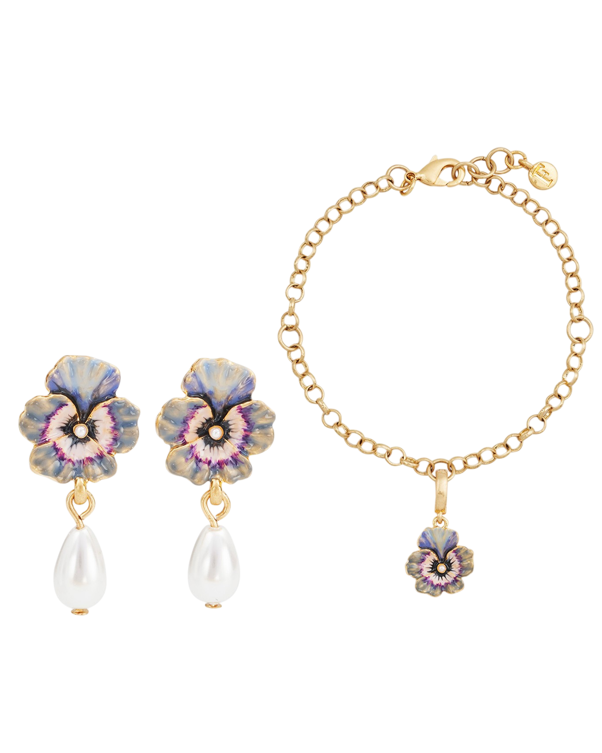 fable-england-jewellery-pansy-pearl-schmuckset-gold image 1