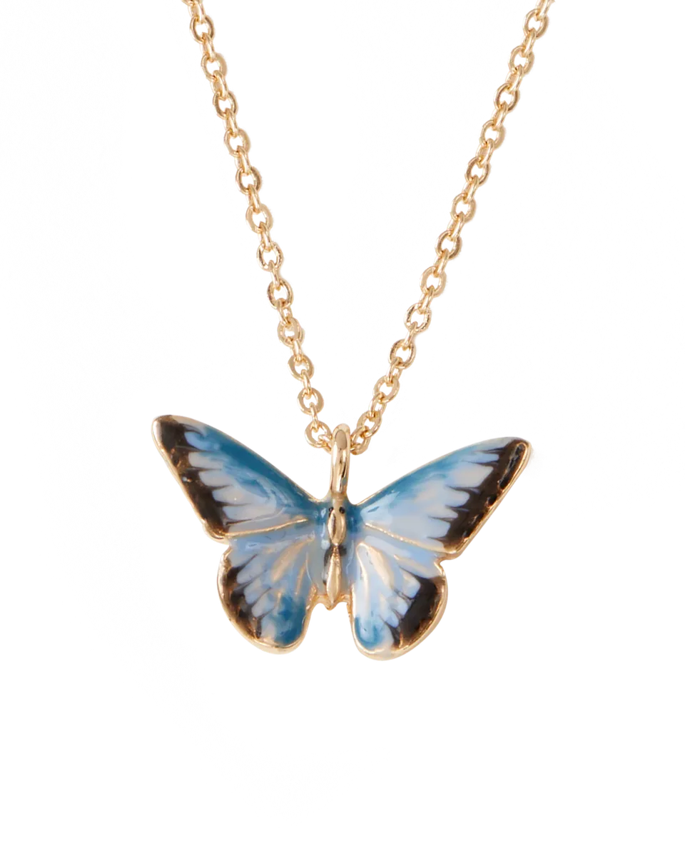 fable-england-enamel-blue-butterfly-halskette-kurz-blau image 1