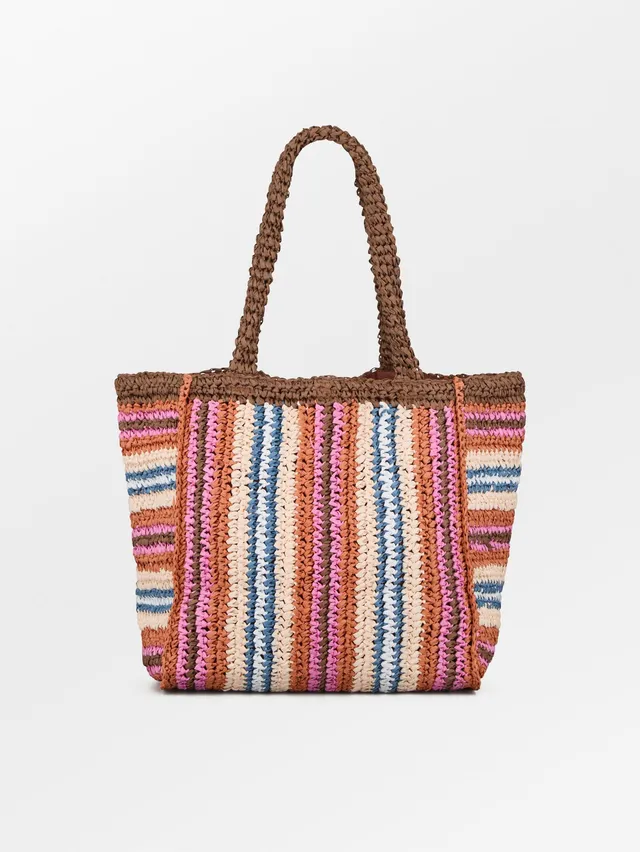 becks-ndergaard-stripe-straw-tasche-mocha-brown-34x36 image 1