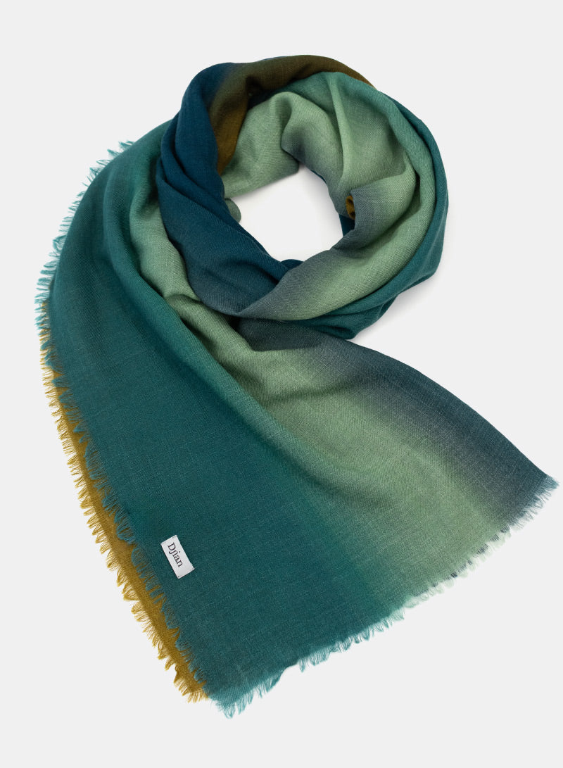 djian-ilvie-schal-merinowolle-blau-gr-n-70x180 image 1