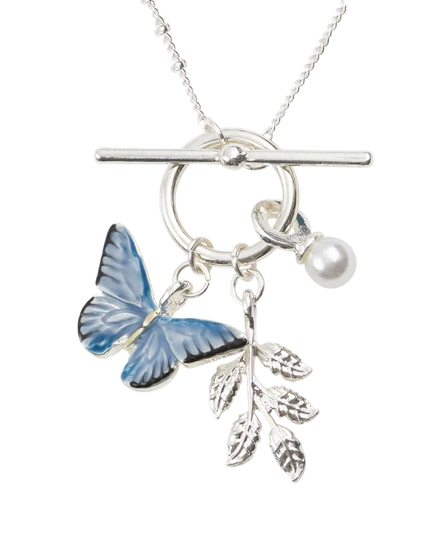 fable-england-blue-butterfly-halskette-silber-blau-schmetterling image 1