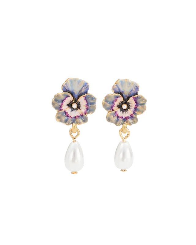 fable-england-pansy-ohrstecker-gold-perle-tropfen-violett image 1