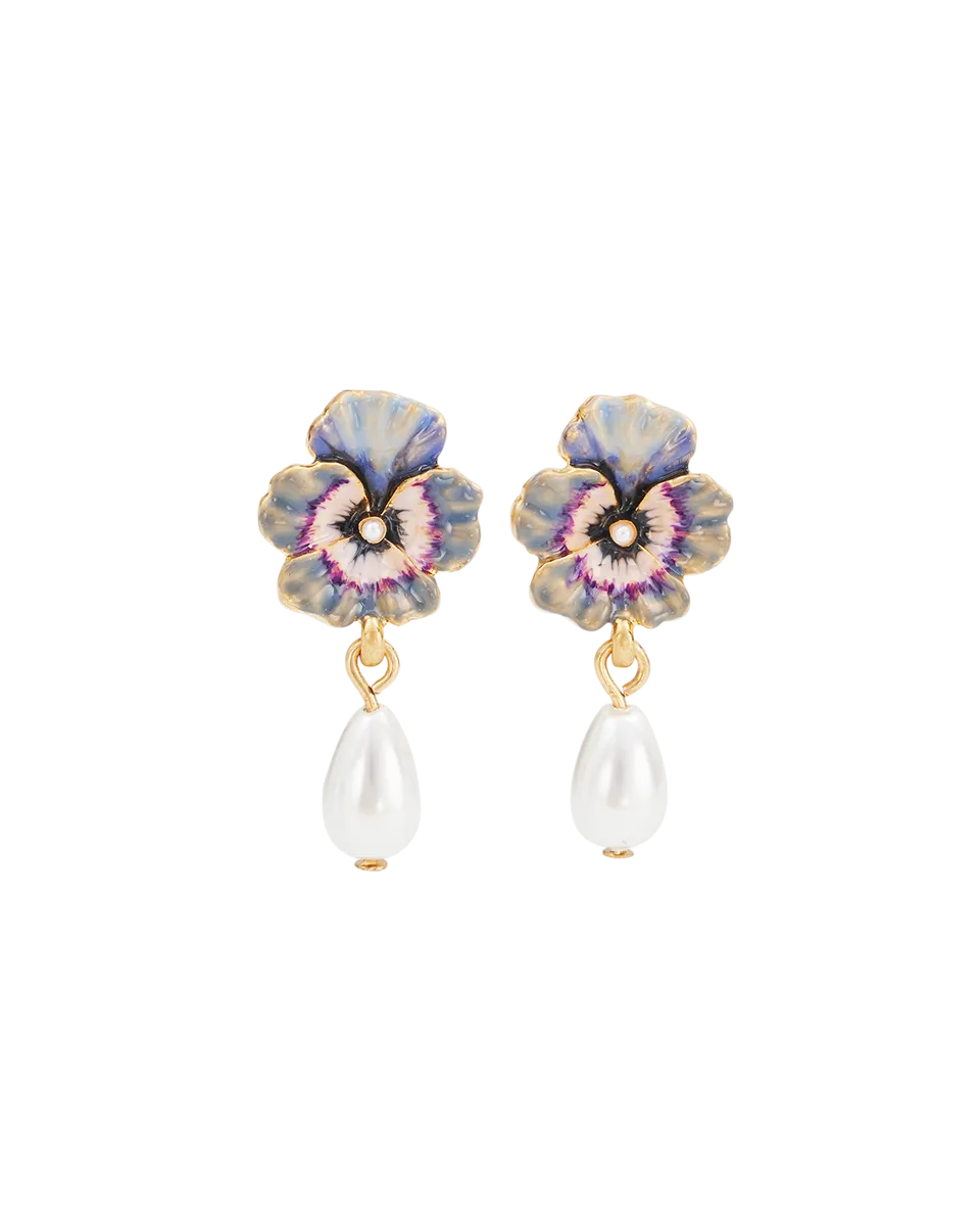 fable-england-pansy-ohrstecker-gold-perle-tropfen-violett image 1