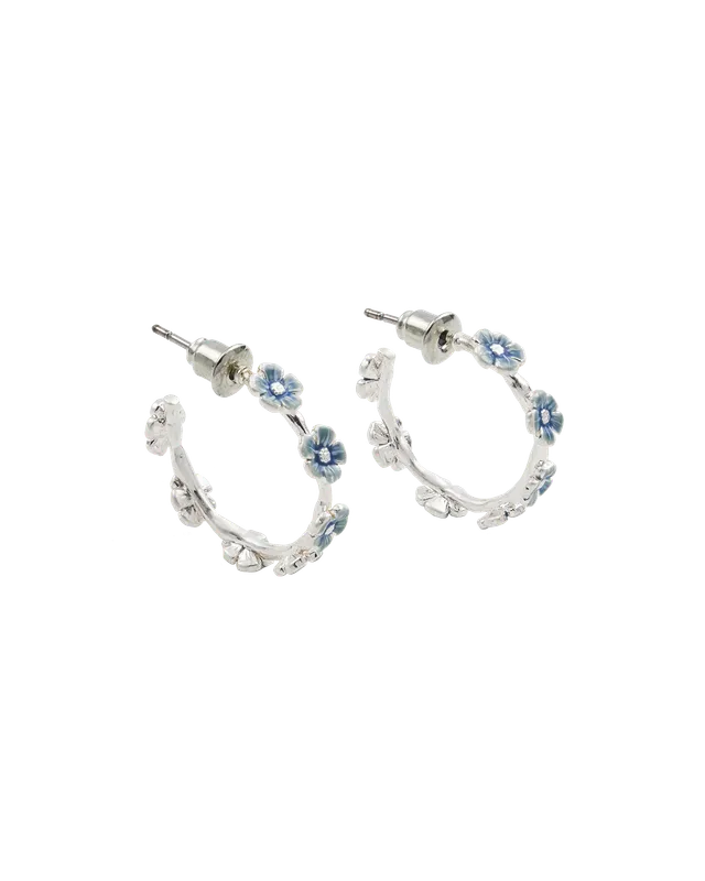 fable-england-jewellery-forget-me-not-silver-stud-hoop-ohrringe-silber image 1