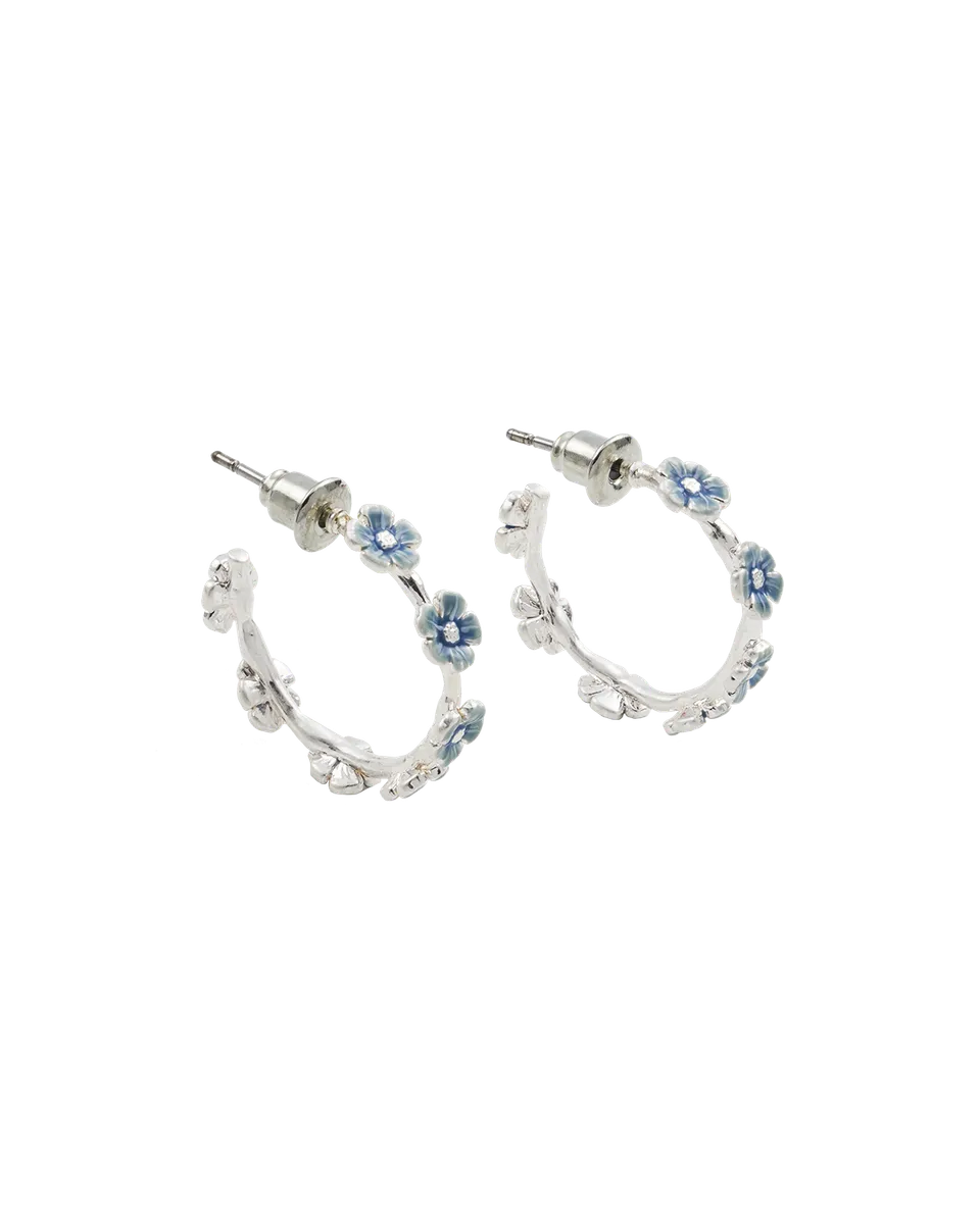 fable-england-jewellery-forget-me-not-silver-stud-hoop-ohrringe-silber image 1