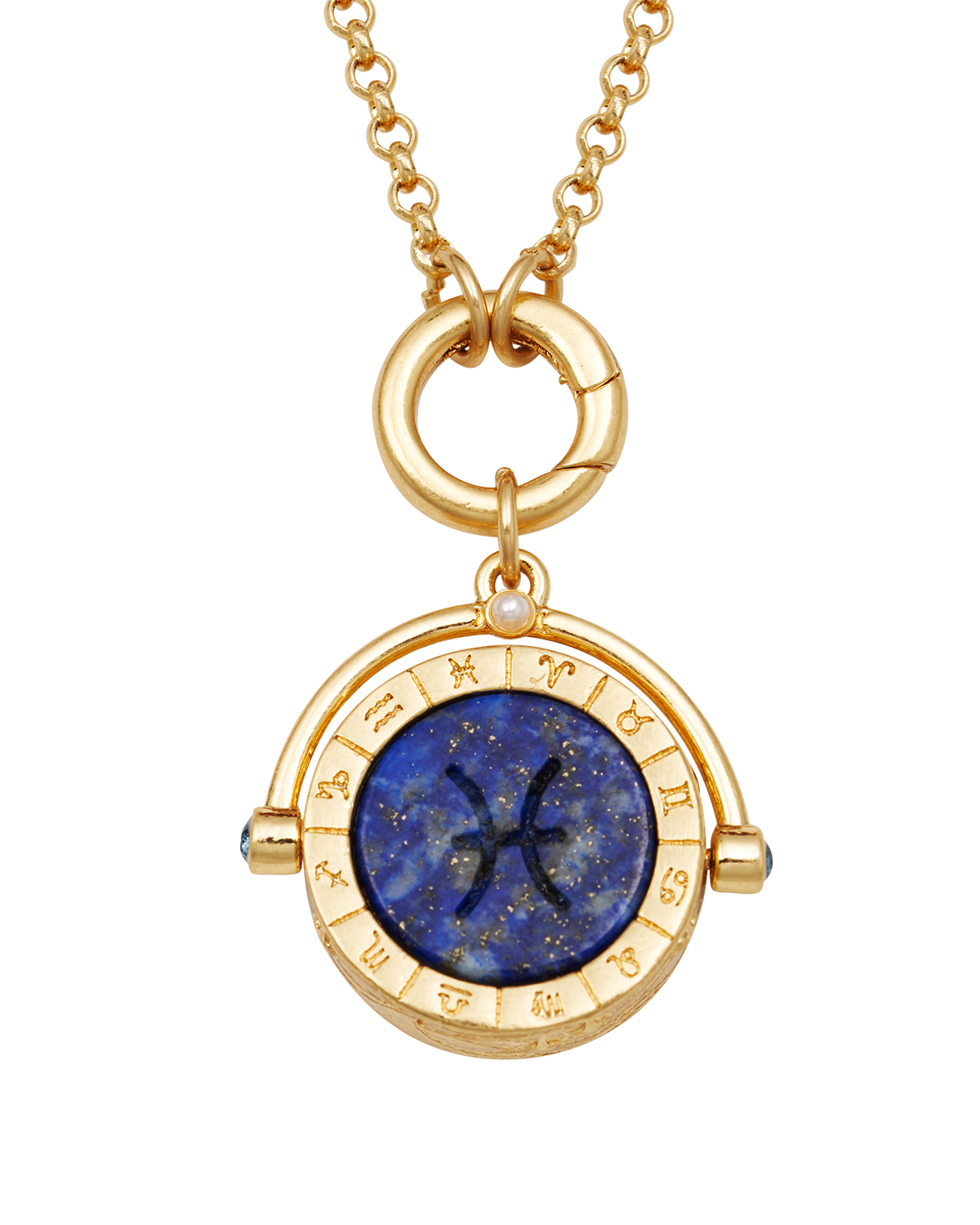 fable-england-jewellery-pisces-zodiac-spinner-halskette-gold-lapislazuli image 3