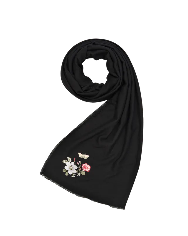fable-england-floral-pashmina-schal-schwarz-bestickt image 1