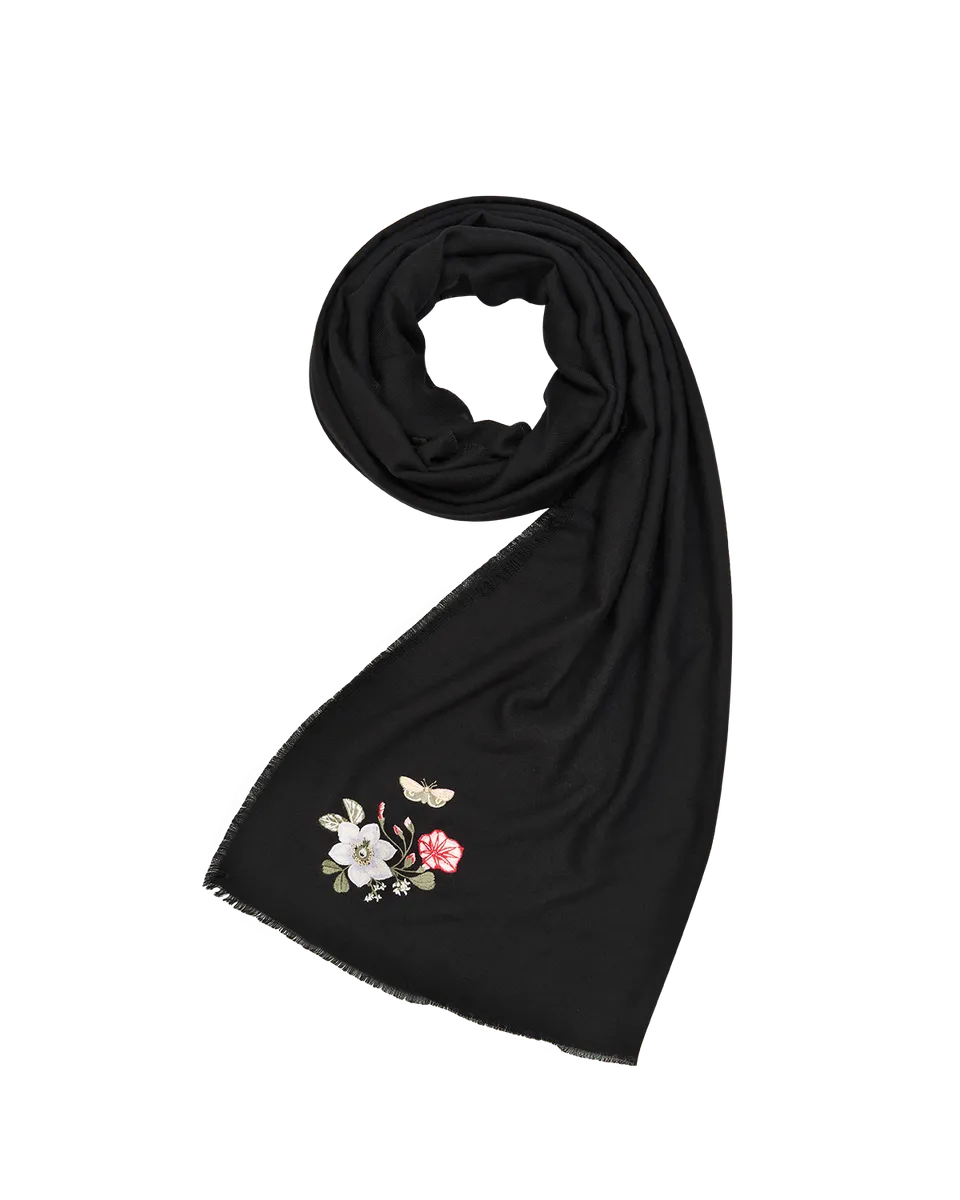 fable-england-floral-pashmina-schal-schwarz-bestickt image 1