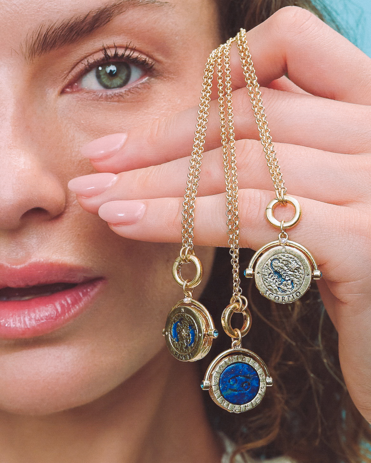 fable-england-cancer-zodiac-spinner-kette-gold-krebs-lapis image 3