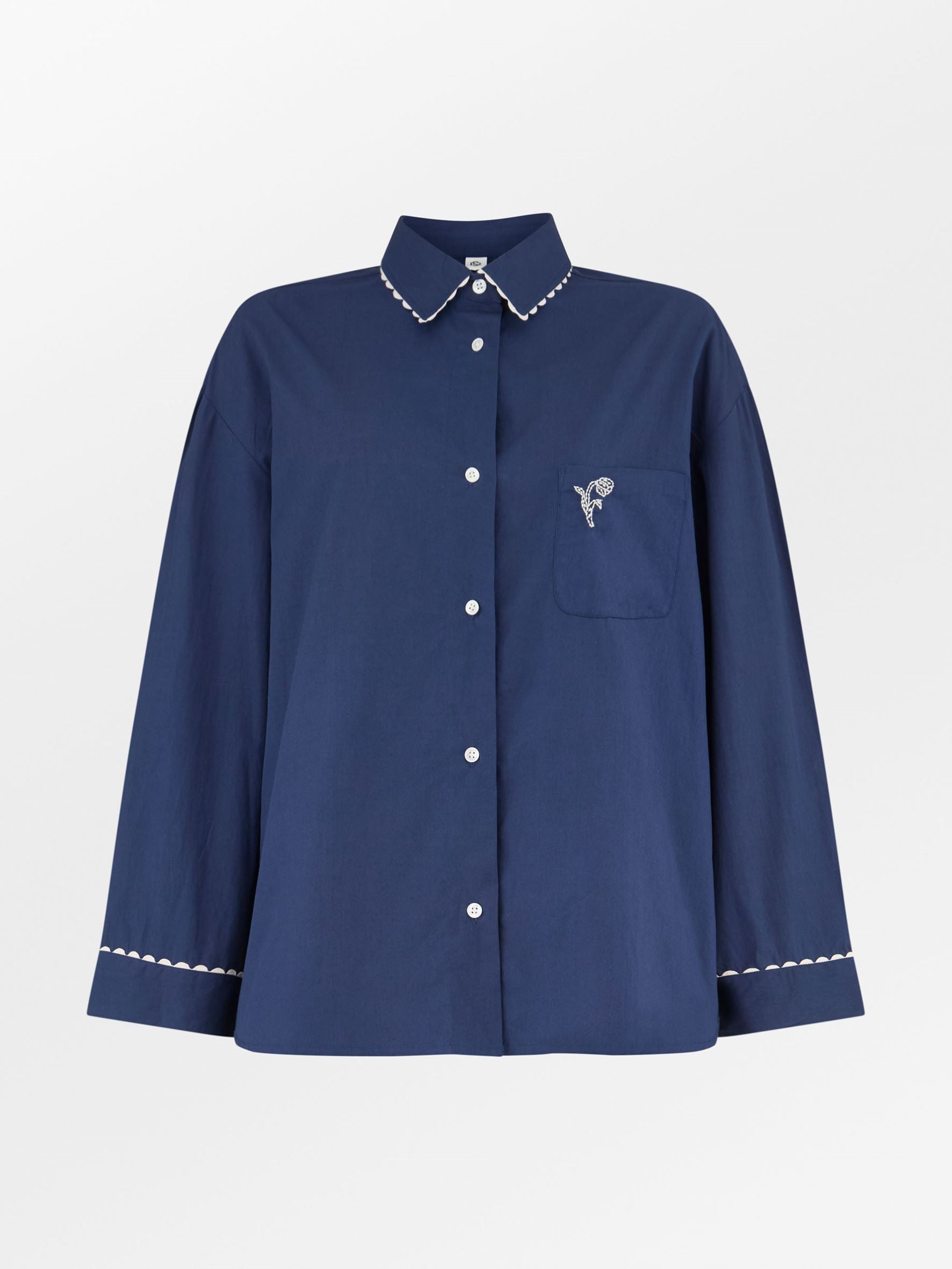 becks-ndergaard-homewear-scallop-pyjamas-pyjamahemd-navy-blue-bio-baumwolle image 3