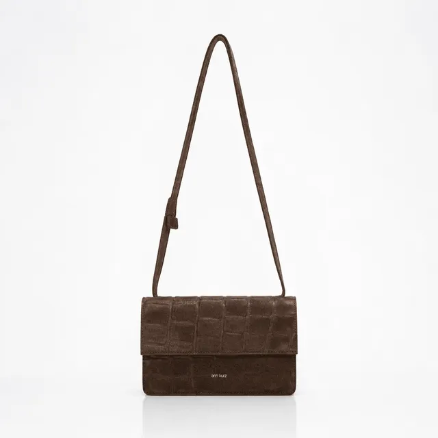 ann-kurz-phone-bag-medium-handytasche-croco-suede-mocha image 1