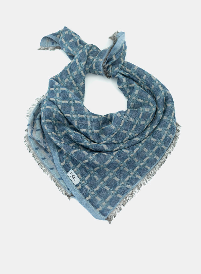 djian-karla-tuch-aus-baumwolle-karo-blau-70x70-cm image 1