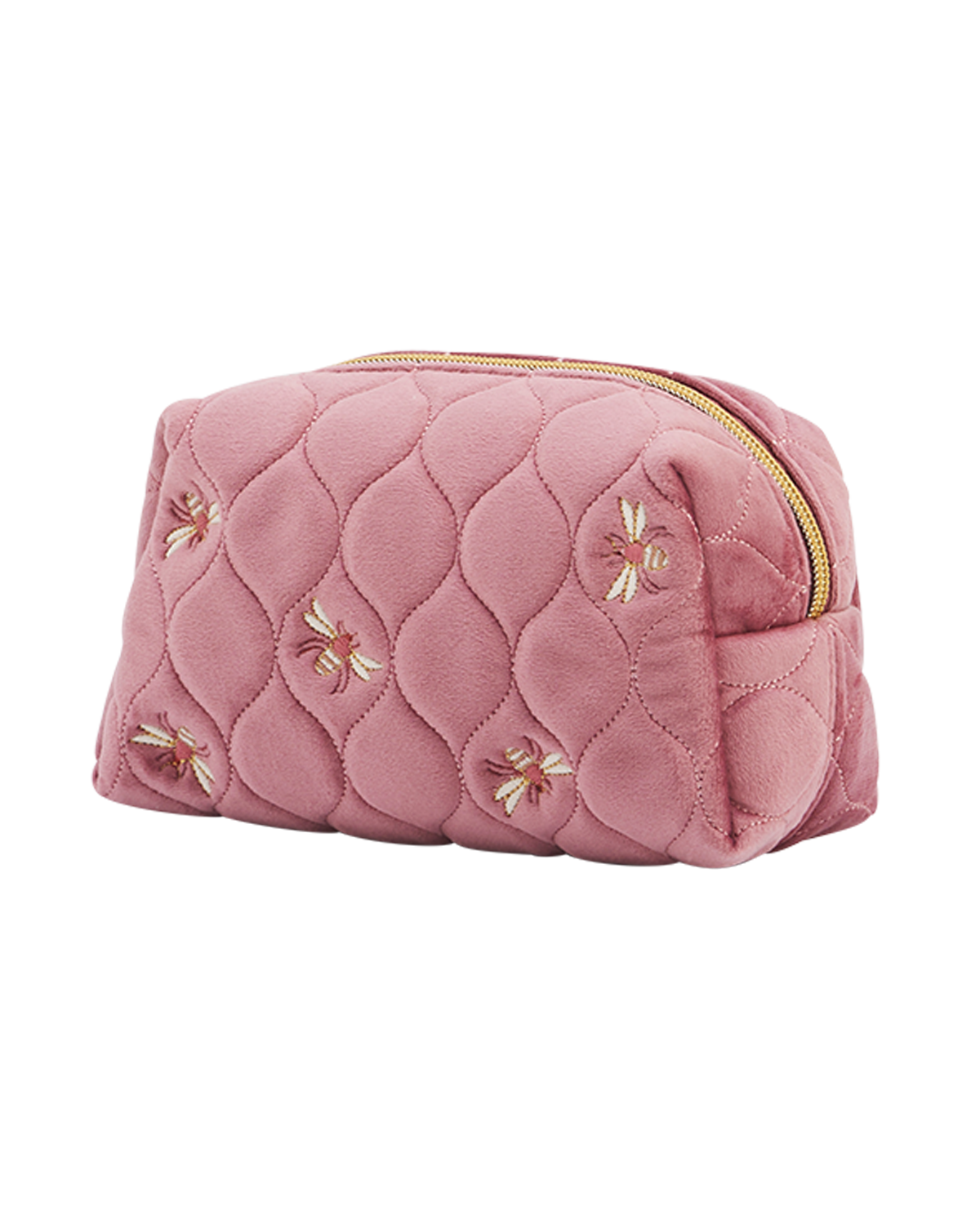fable-england-quilted-bee-kosmetiktasche-rosa-samt-gesteppt image 4