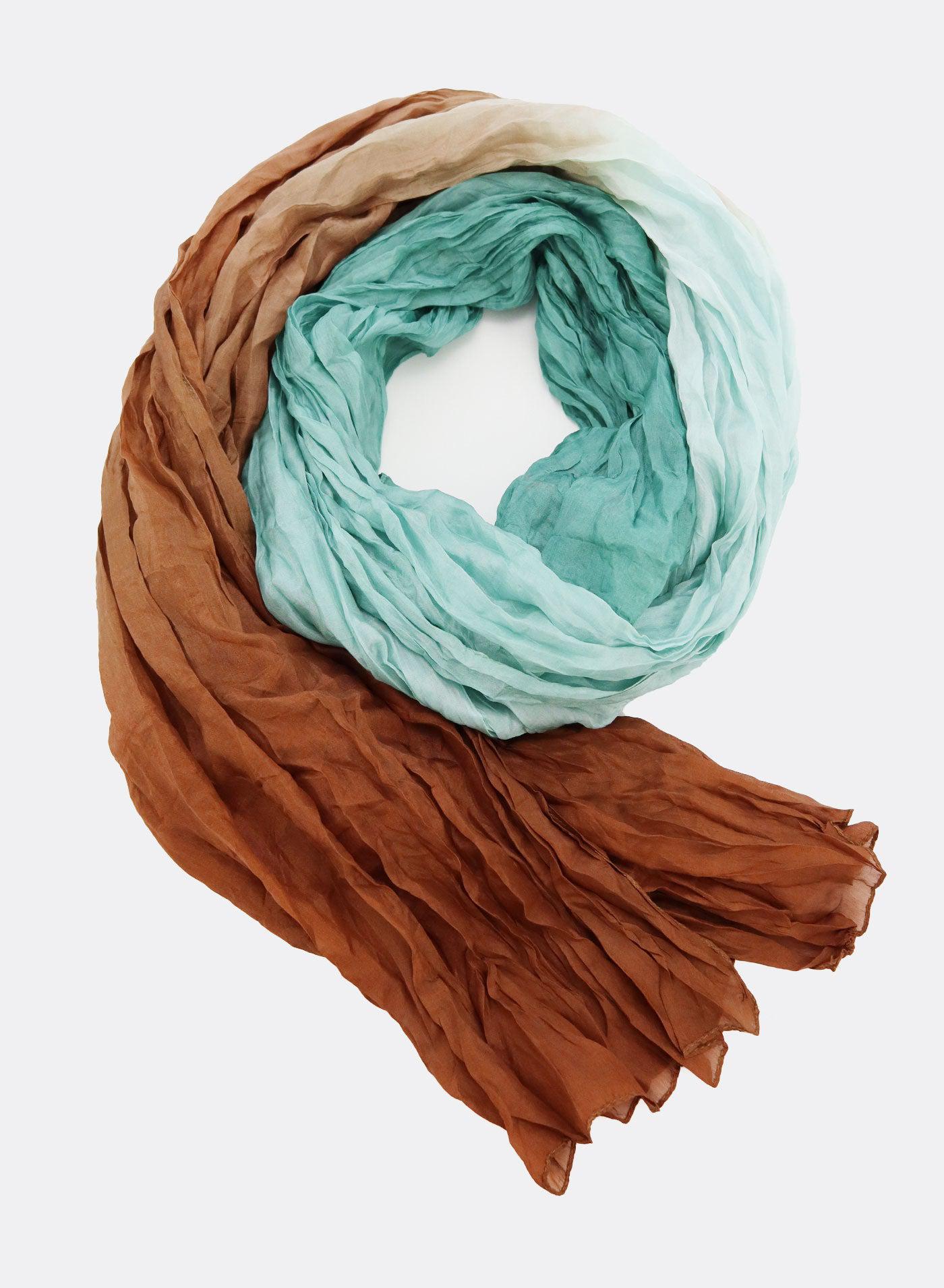 djian-batik-gradient-schal-seide-braun-gr-n-100x175 image 1