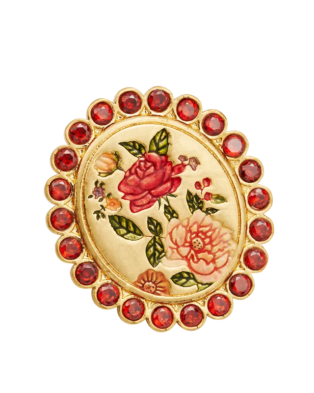 fable-england-eve-floral-brooch-brosche-gold-mit-granat image 1