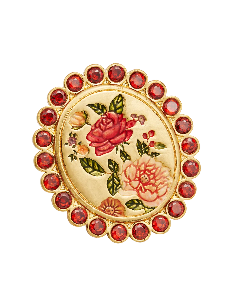 fable-england-eve-floral-brooch-brosche-gold-mit-granat image 1