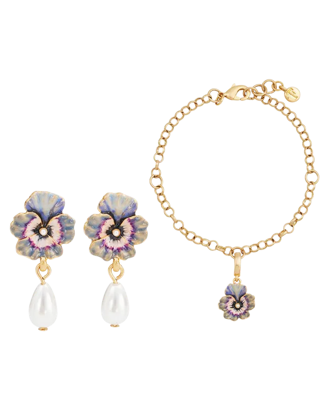 fable-england-jewellery-pansy-pearl-schmuckset-gold image 1