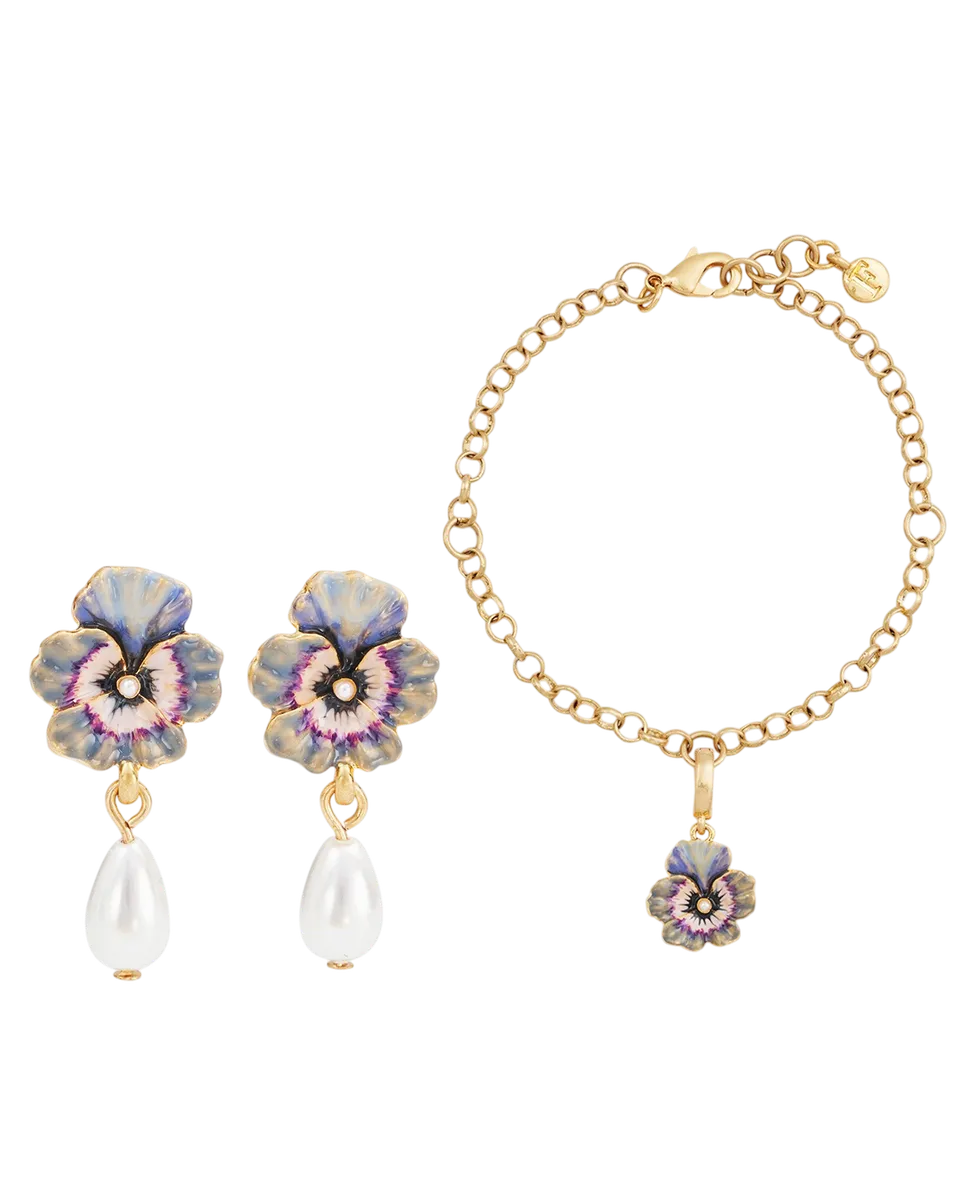fable-england-jewellery-pansy-pearl-schmuckset-gold image 1