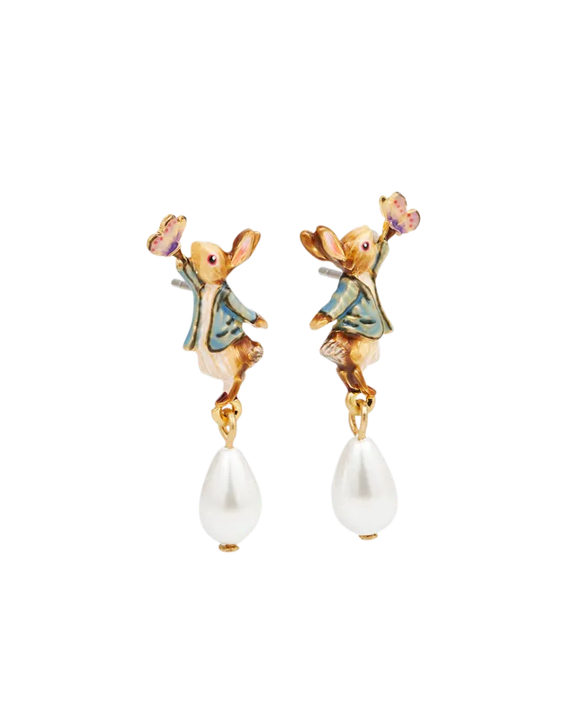 fable-england-peter-rabbit-butterfly-pearl-ohrringe-gold image 1