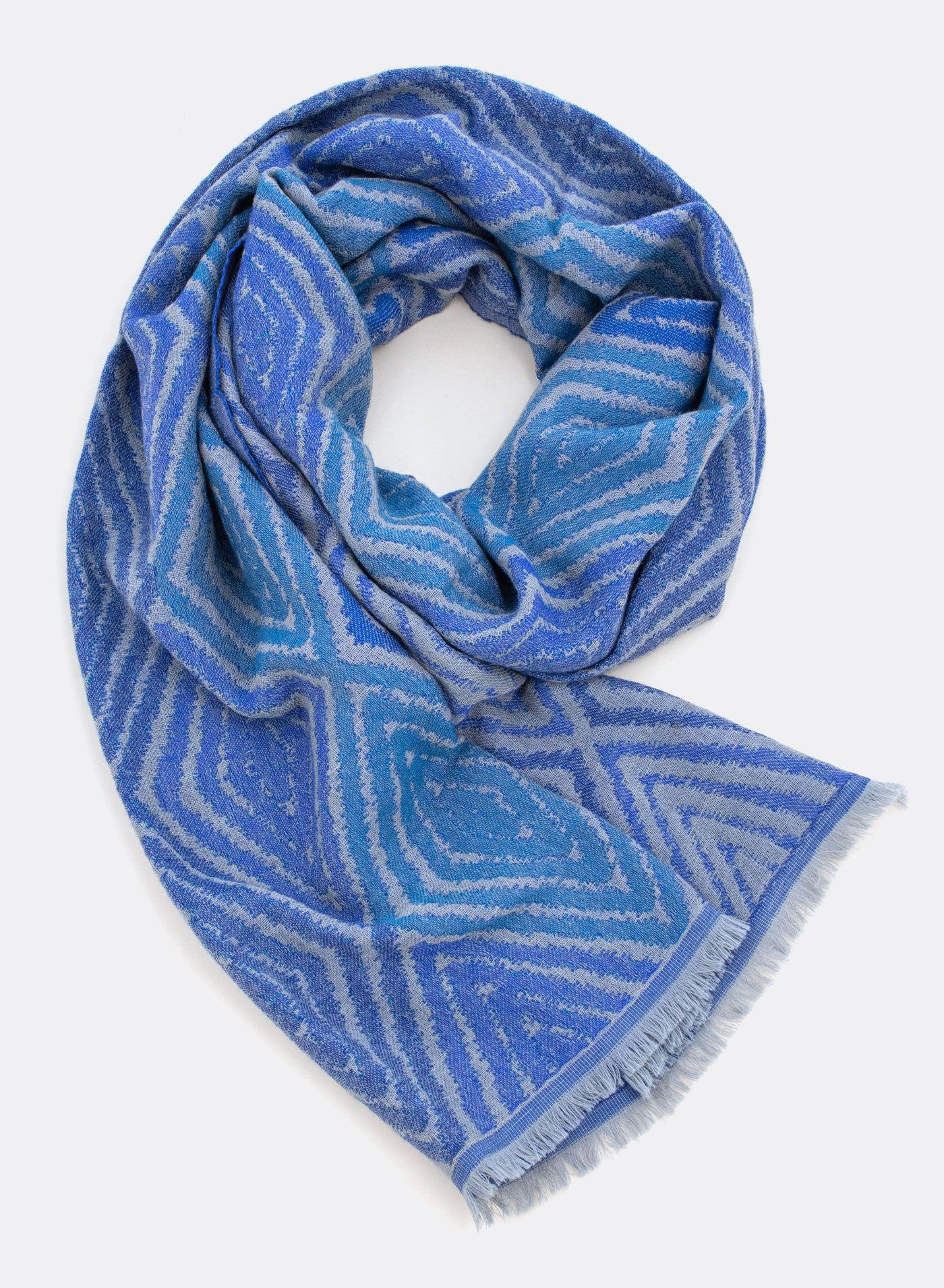 djian-jacquard-schal-merinowolle-blau-t-rkis image 1