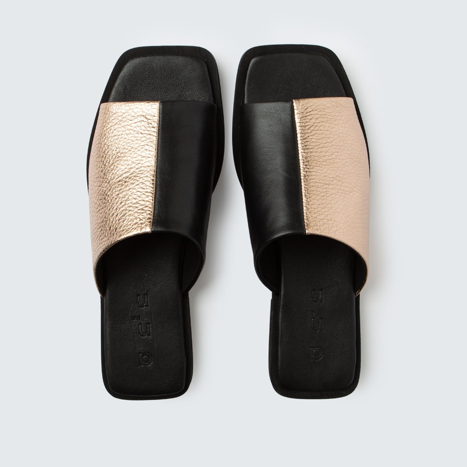 ann-kurz-flat-duo-pantoletten-leder-ros-schwarz-flach image 3
