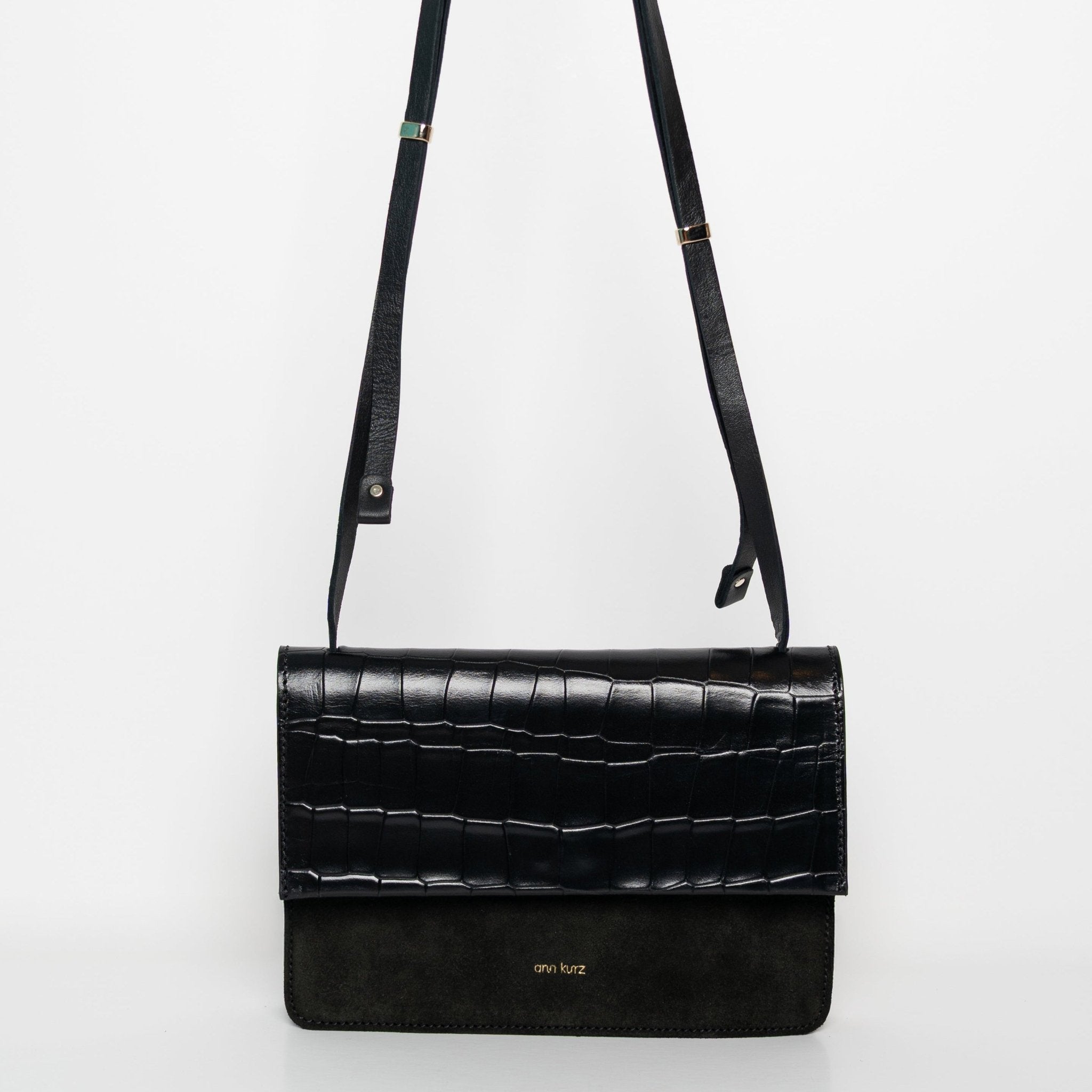 ann-kurz-phone-bag-medium-handytasche-croco-schwarz image 2