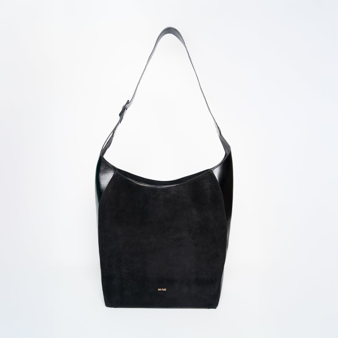 ann-kurz-vertical-shopper-tote-schwarz-suede-mix-laptopfach image 1