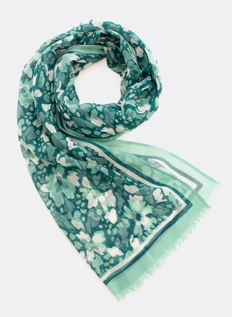 djian-elsa-schal-baumwolle-gr-n-floral-70x190 image 1