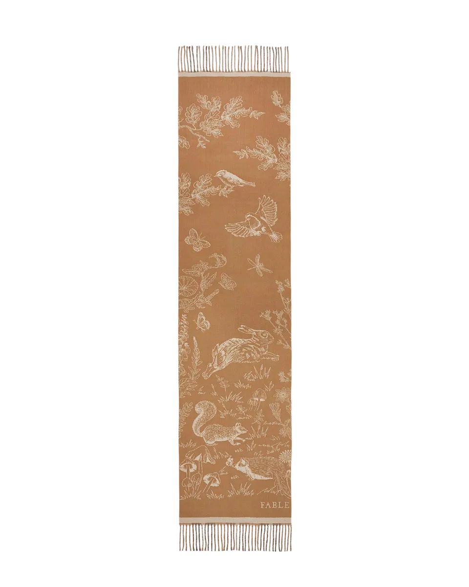 fable-england-woodland-schal-tan-karo-jacquard-lang image 1