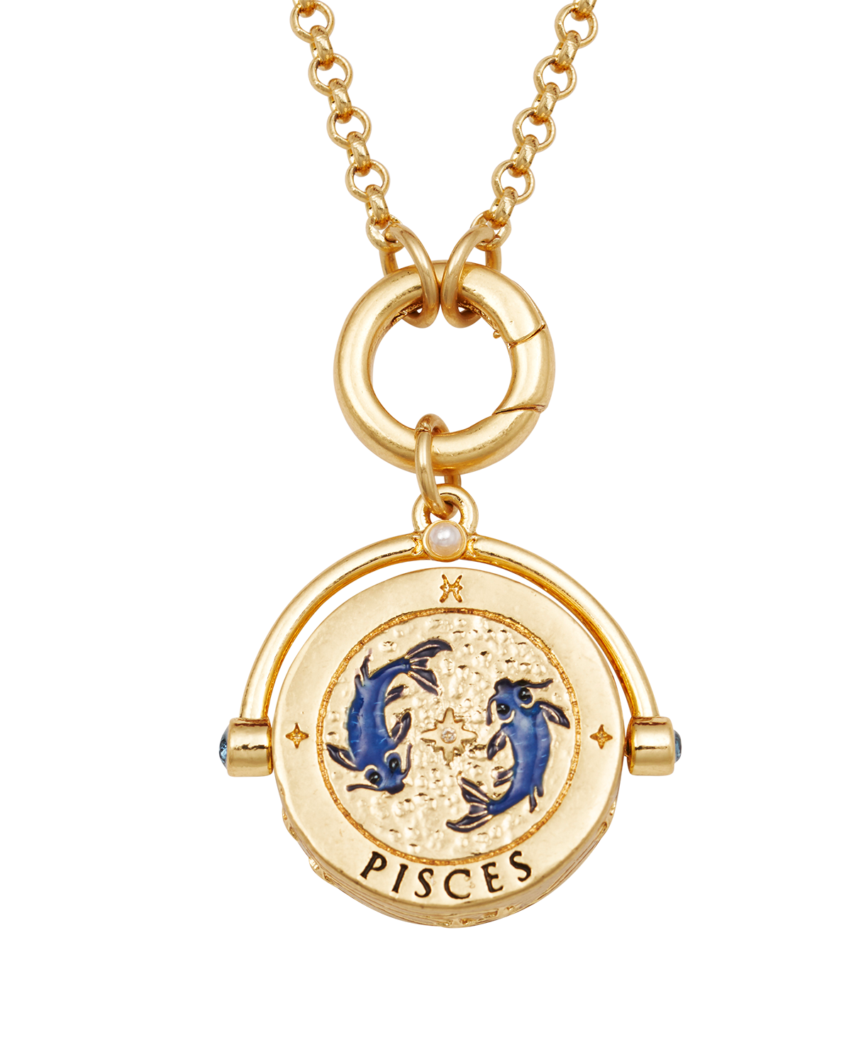 fable-england-jewellery-pisces-zodiac-spinner-halskette-gold-lapislazuli image 1