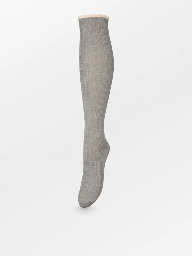 becks-ndergaard-scallop-knee-sock-grey-melange-wolle image 1