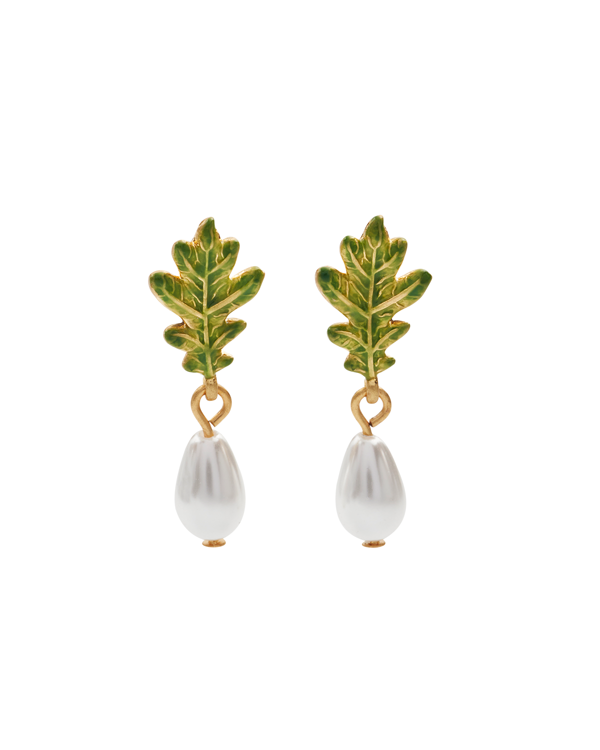 fable-england-oak-leaf-pearl-ohrringe-gold-perle image 1