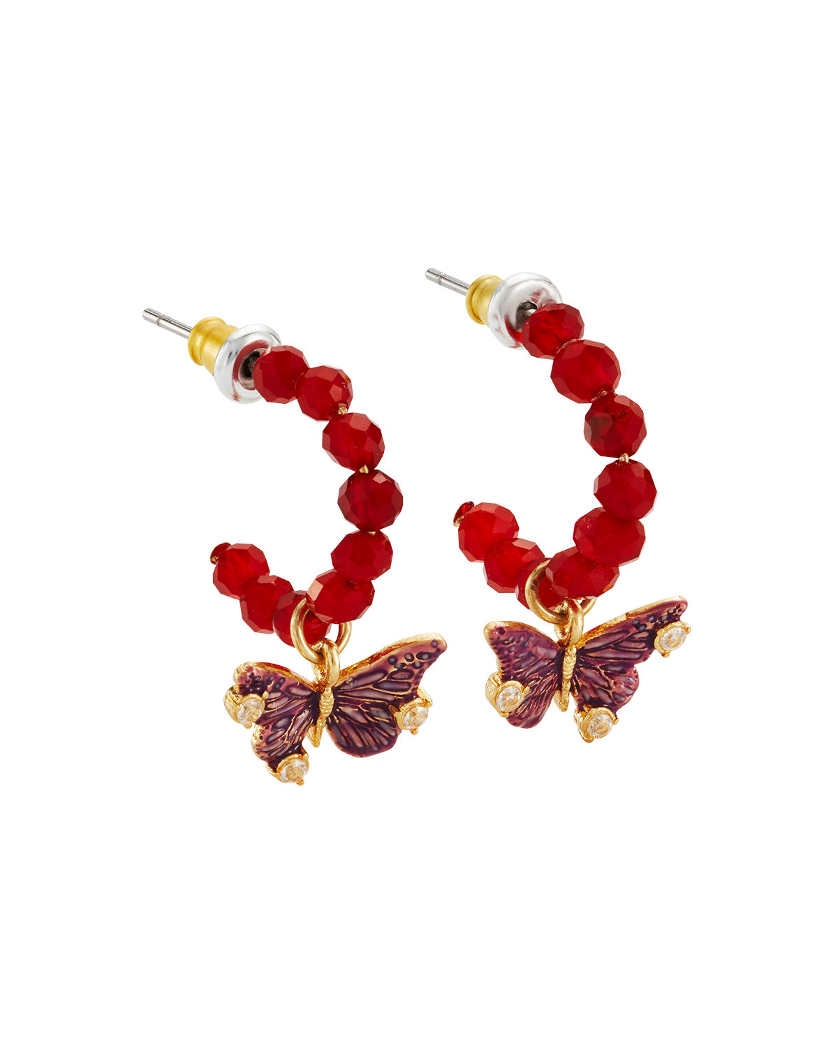 fable-england-hera-butterfly-charm-creolen-ohrringe-gold-rot image 1