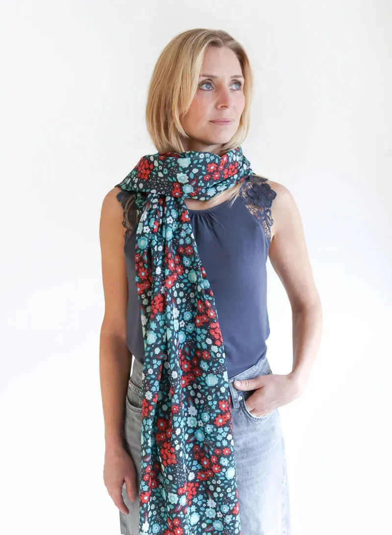 djian-clara-schal-bio-baumwolle-grau-rot-70-x-200-cm image 1
