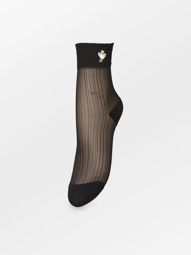 becks-ndergaard-floral-sheer-sock-socken-schwarz-37-39-blume image 1