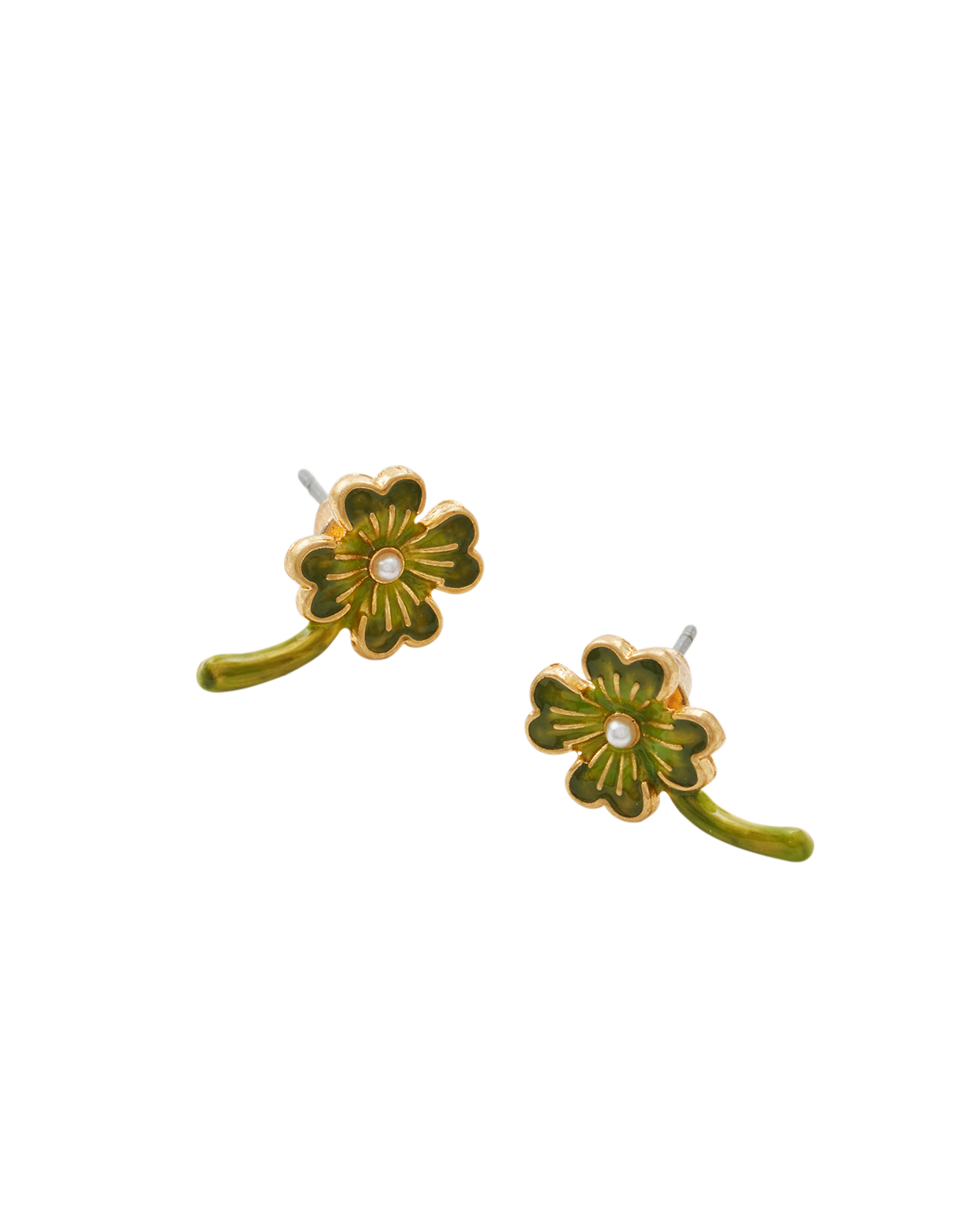 fable-england-lucky-clover-pearl-ohrstecker-gold-klee image 3