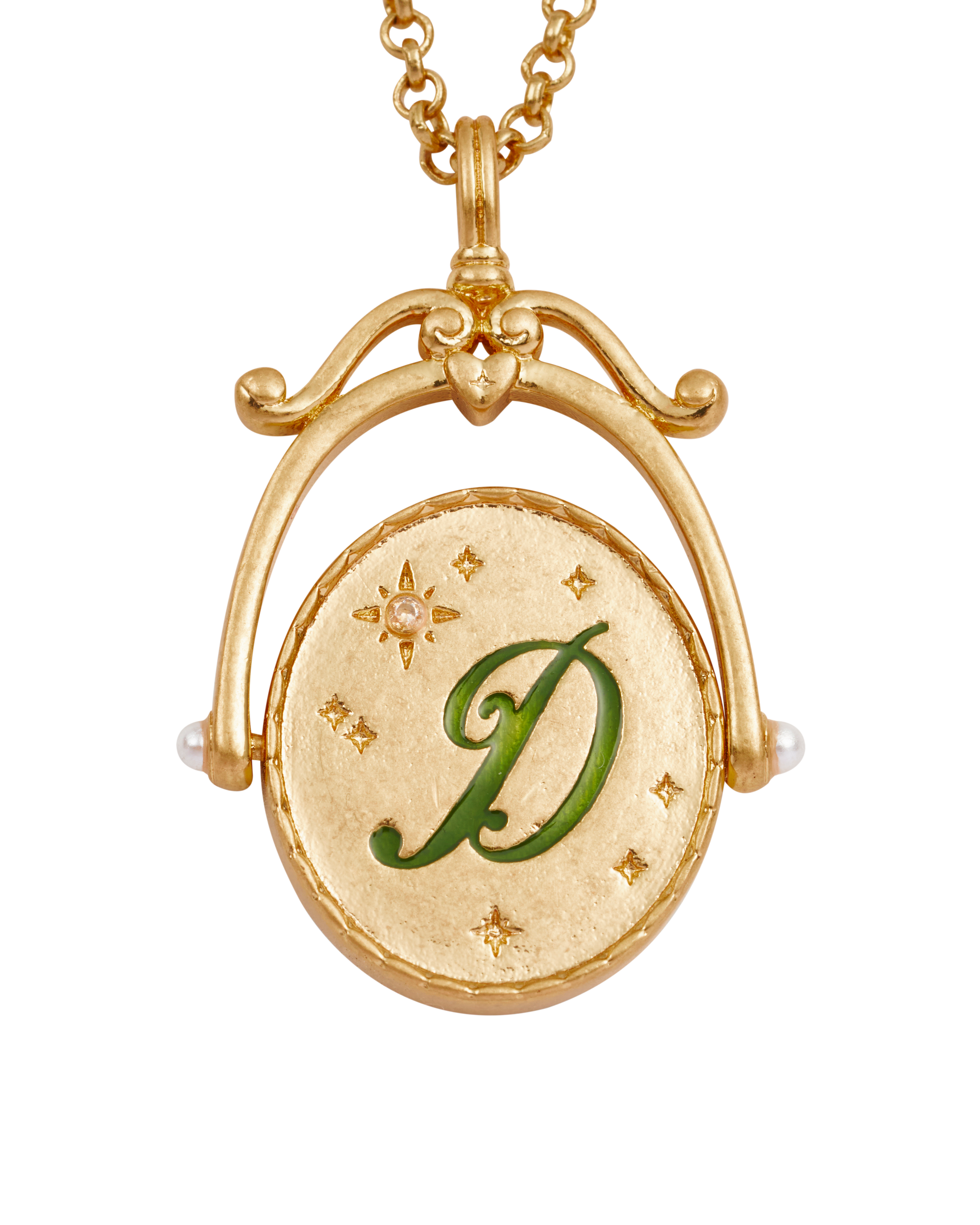 fable-england-jewellery-d-initial-daisy-spinner-halskette-gold image 1