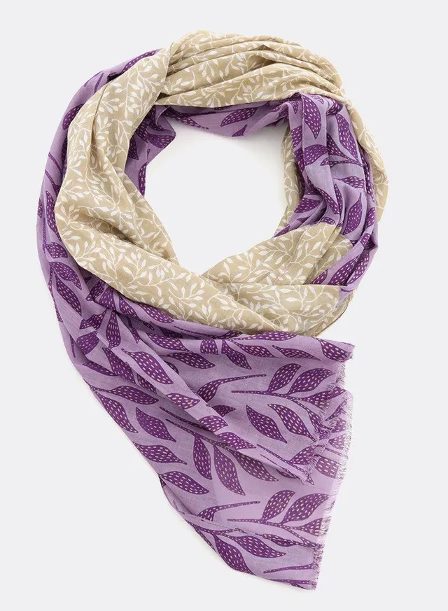 djian-good-friends-schal-baumwolle-lila-taupe-floral image 1