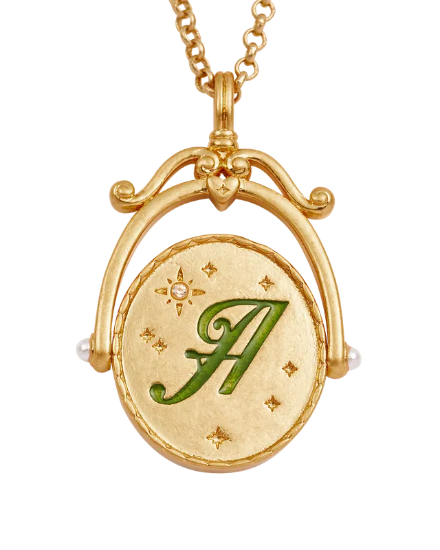 fable-england-jewellery-a-anemone-gold-spinner-halskette-buchstabe-a image 1