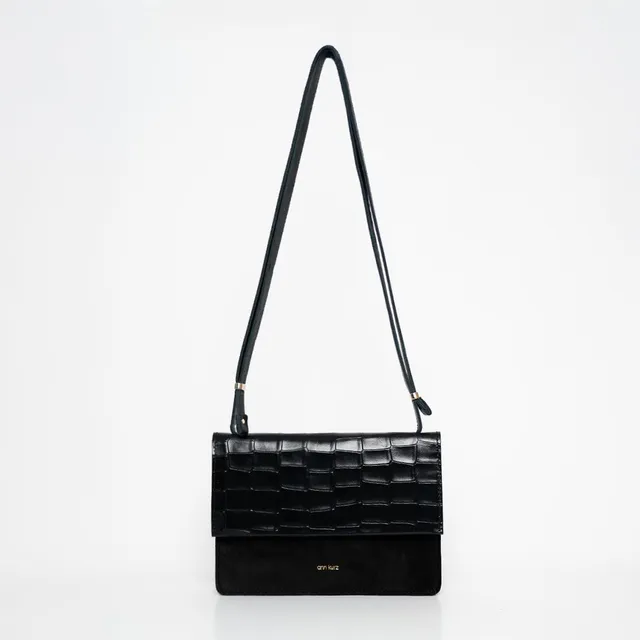 ann-kurz-phone-bag-medium-handytasche-croco-schwarz image 1