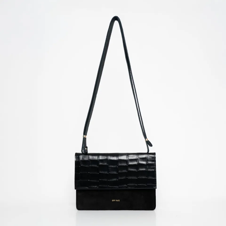 ann-kurz-phone-bag-medium-handytasche-croco-schwarz image 1