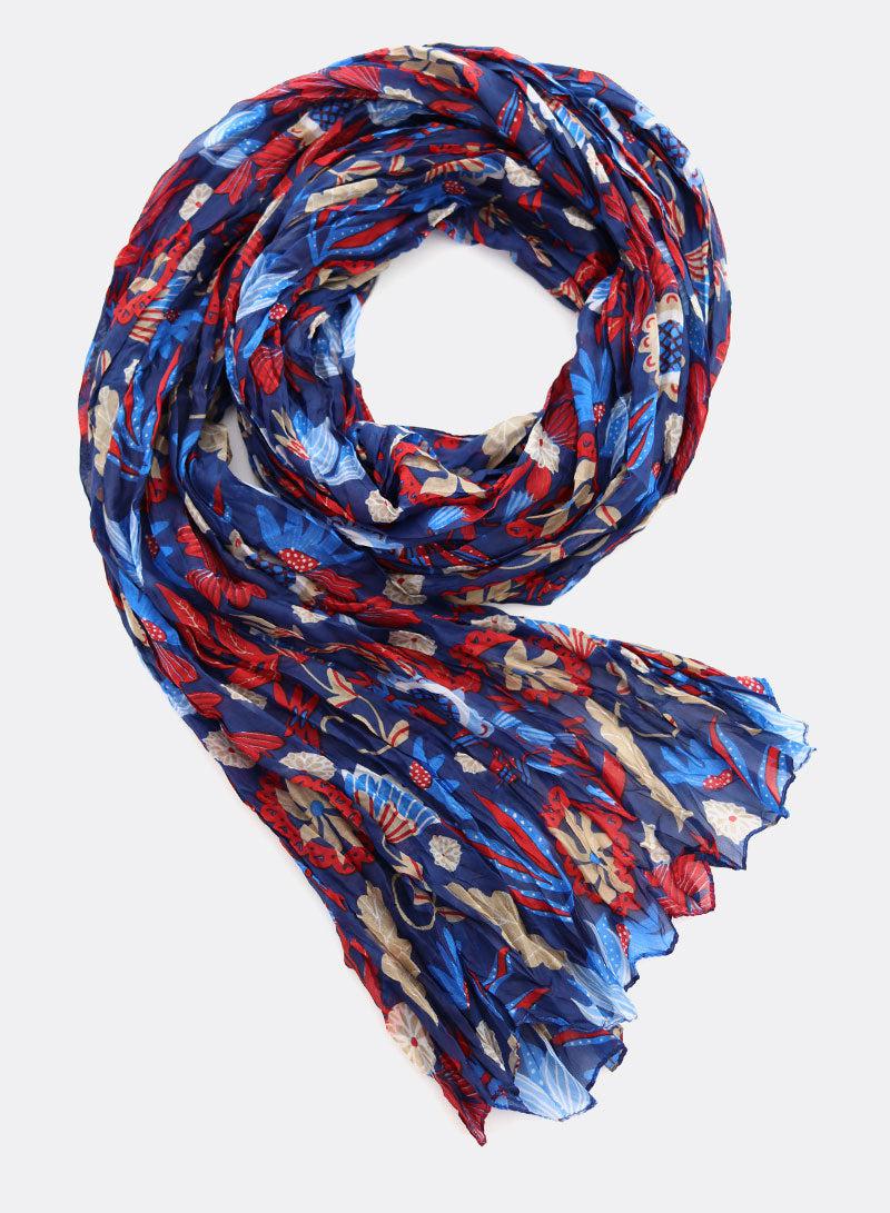 djian-meadow-schal-reine-seide-blau-floral-gecrasht image 1
