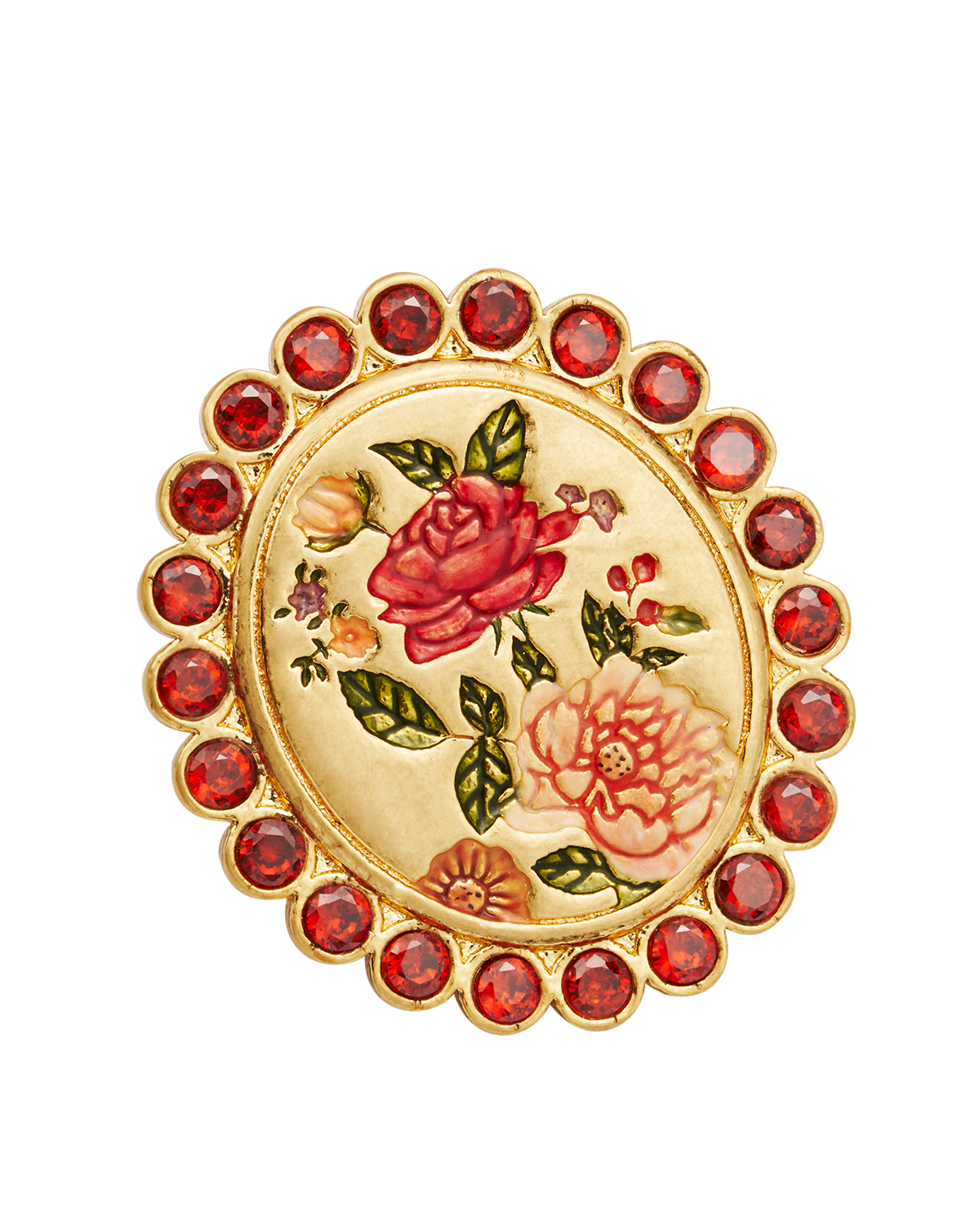 fable-england-eve-floral-brooch-brosche-gold-mit-granat image 1